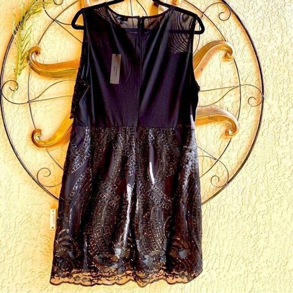 NWT SKY PLUS JET BLACK SEQUIN PEPLUM DRESS 2X - Picture 13 of 15